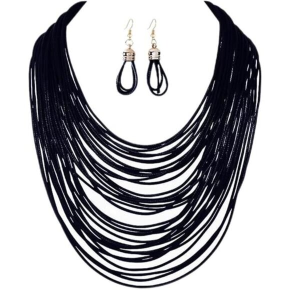 COLORFUL BLING African for Women Wax Line Statement Jewelry Set - Picture 3 of 3